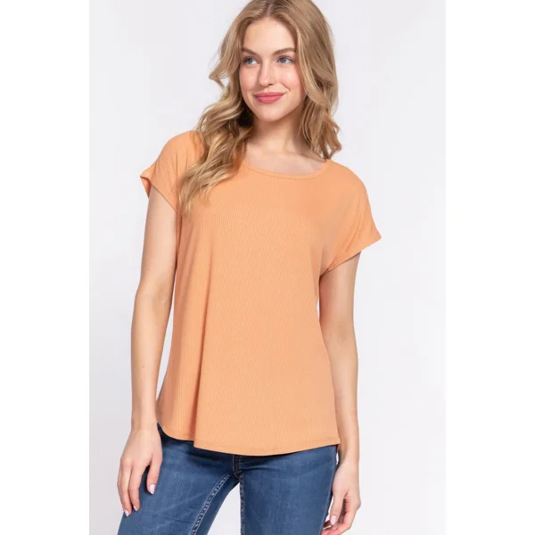 Short Dolman Slv Rib Knit Top