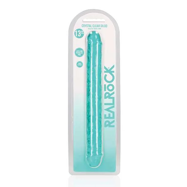 Shots RealRock Crystal Clear 13" Double Dildo - Turquoise