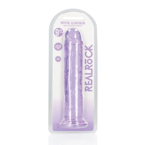 Shots RealRock Crystal Clear 9" Straight Dildo w/Suction Cup - Purple