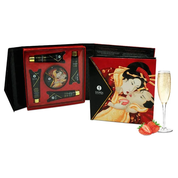 Shunga Geisha's Secret Sparkling Strawberry Wine Collection Set