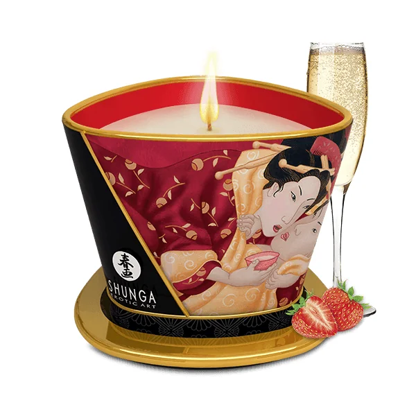 Shunga Sensual Massage Candle Sparkling Strawberry Wine