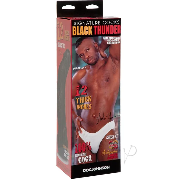 Signature Cocks Black Thunder Dildo 12in - Chocolate
