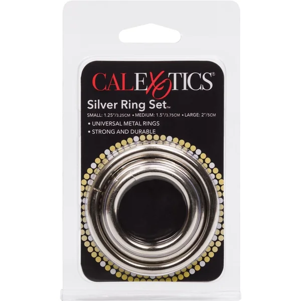 Silver Cock Ring 3 Piece Set