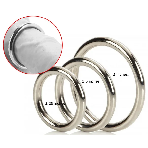 Silver Penis Rings 3 Piece Set Silver