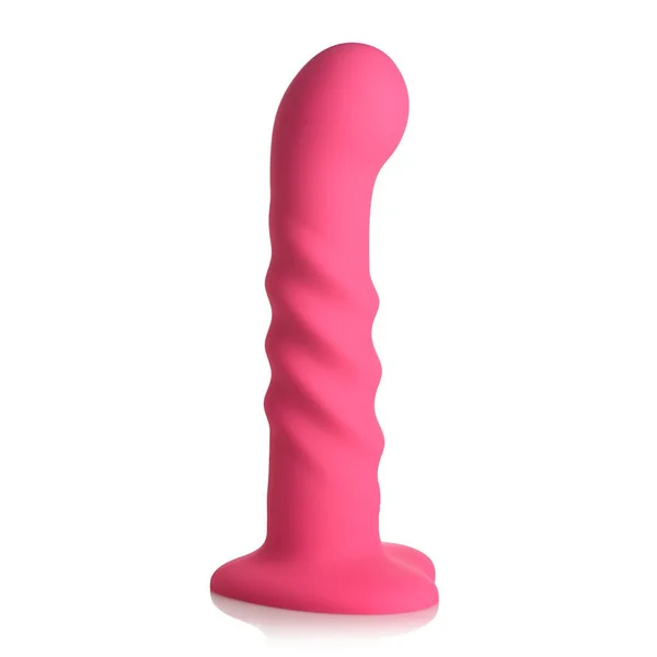 Simply Sweet 21x Vibrating Ribbed Silicone Dildo W/ Remote Pink