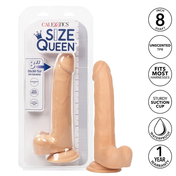 Size Queen 8 Inch Realistic Dong in Ivory for Adult Pleasure