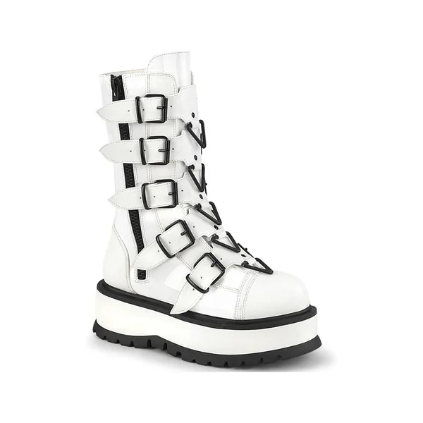SLACKER-160 Knee Boot | White Patent