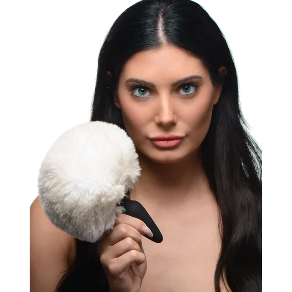 Small Anal Plug with Interchangeable Bunny Tail - White