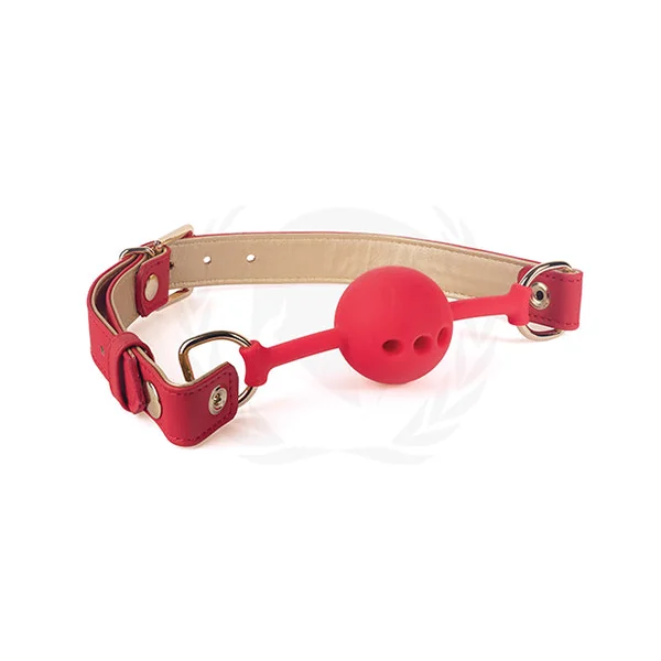 Spartacus Silicone Ball Gag w/Red Gold PU Straps - 46 mm