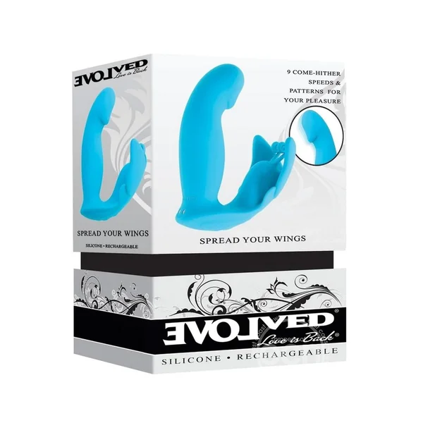 Spread Your Wings Rechargeable Silicone Multi Vibrator - Blue