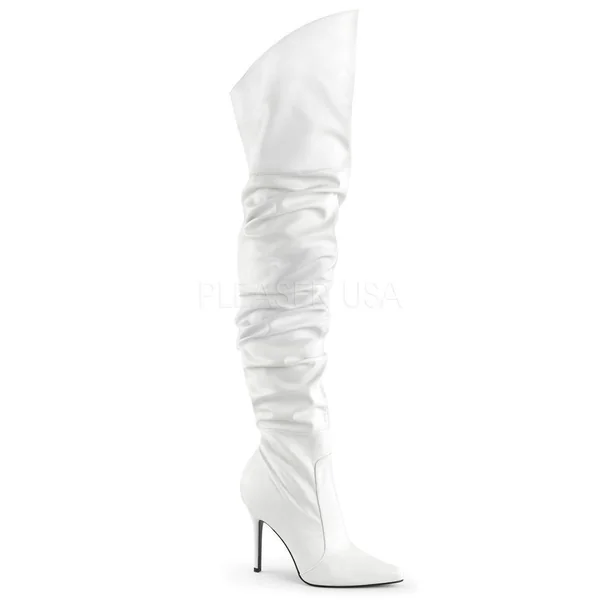 SS-CLASSIQUE-3011 Thigh Boot | White Faux Leather