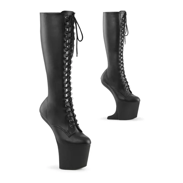 SS-CRAZE-2023 Black Faux Leather Knee Boot