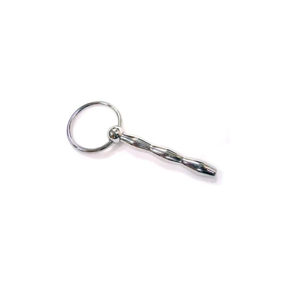 Stag Shop - Ribbed Urethral Plug with Pull Ring - Silver