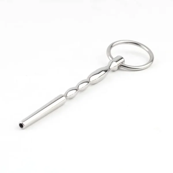 Stainless Steel Cum Through Penis Urethral Plug With A Glans Ring