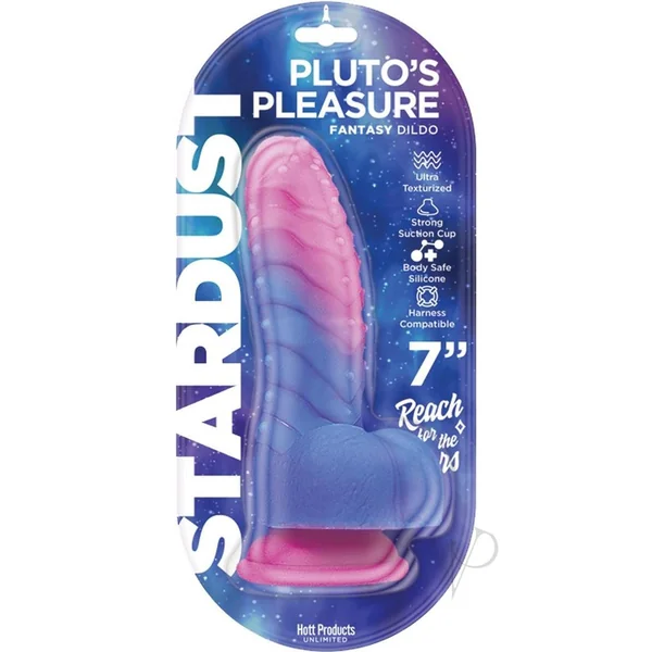 Stardust Pluto`s Pleasure Silicone Dildo with Suction Cup 7in - Pink/Purple