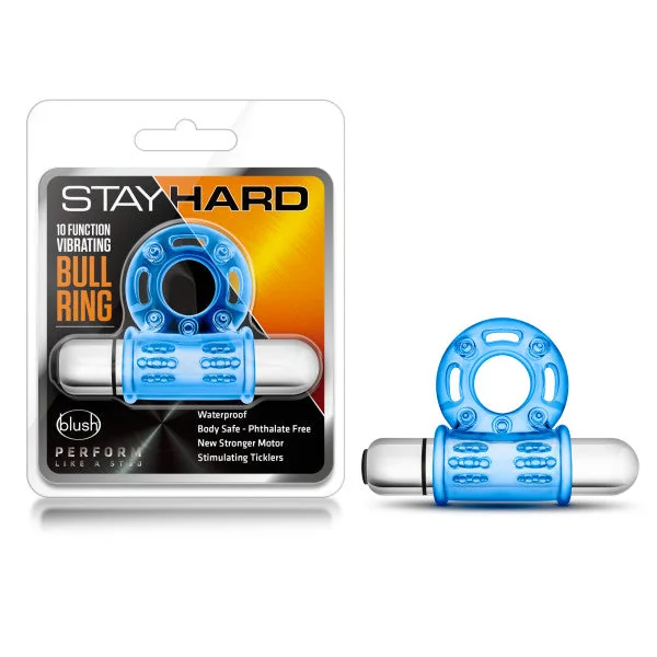 Stay Hard - 10 Function Vibrating Bull Ring - Blue