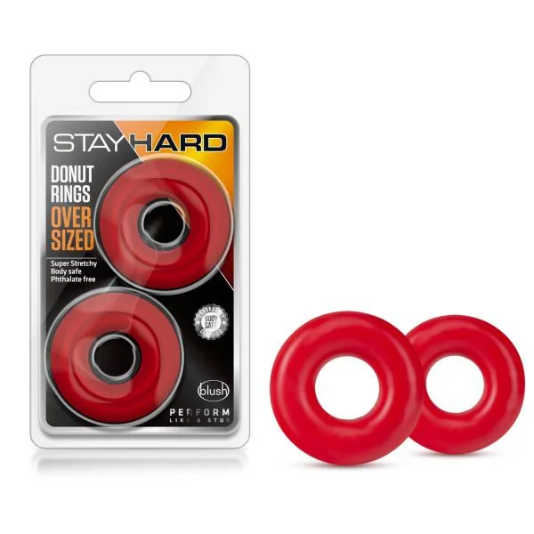 Stay Hard Donut Rings Red Oversized