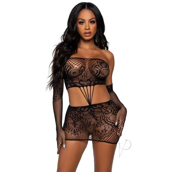 Strap Lace Tube Sexy Dress/gloves