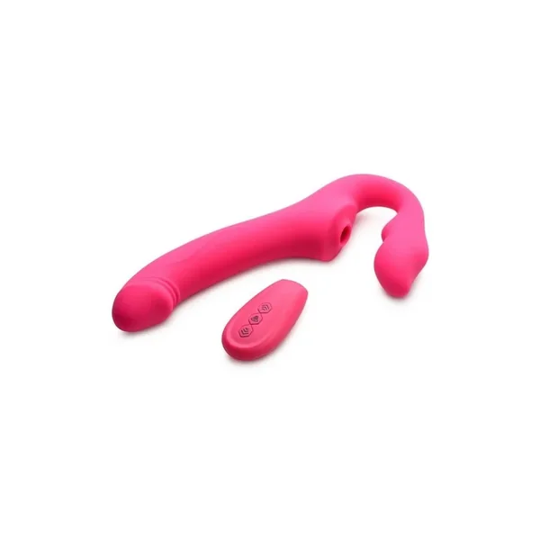 Strap U Licking Vibrating Rechargeable Silicone Strapless Strap-On with Remote Control