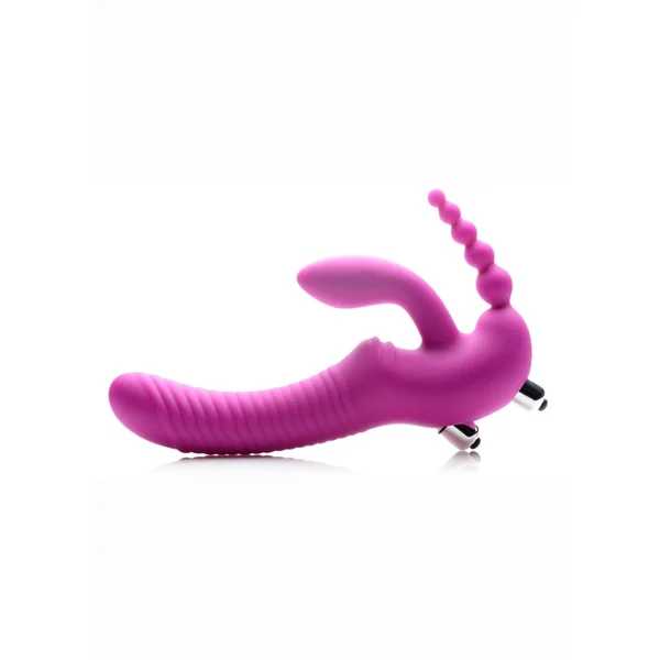 Strap U Regal Rider Vibrating Silicone Strapless Strap On Triple G 6in Dildo – Purple