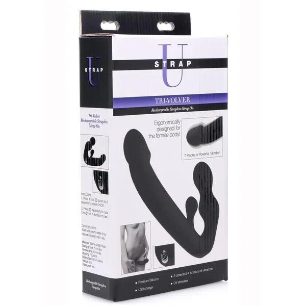 Strap U Tri-Volver Rechargeable Silicone Strapless Strap-On