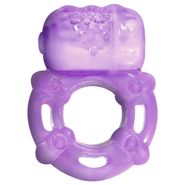 Super Stud Orgasmic Vibrating Silicone Cock Ring Waterproof Purple