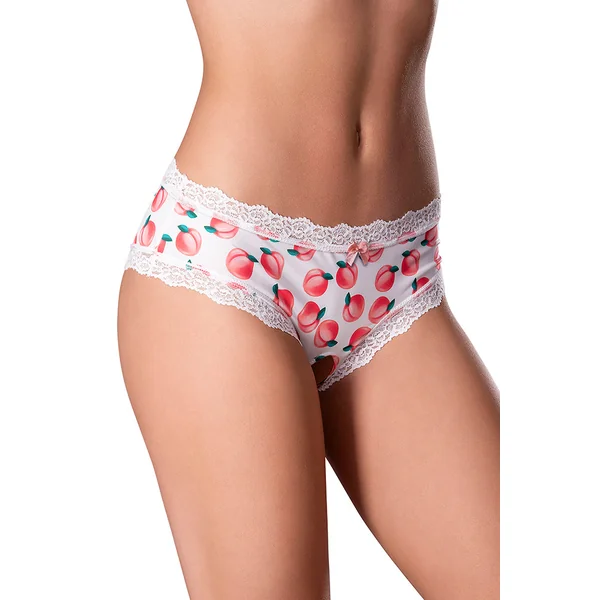 SWEET TREATS CROTCHLESS BOY SHORT & LUBE PEACH LARGE