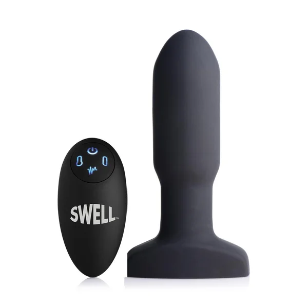 Swell Inflatable Rechargeable Silicone Vibrating Missile Anal Plug with Remote Control – Black