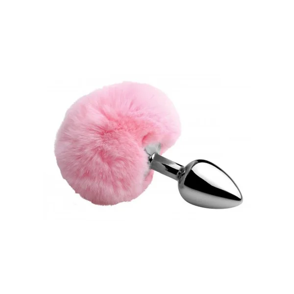 Tailz Fluffy Bunny Tail Anal Plug Pink And Silver