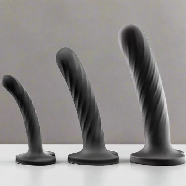 Temptasia Twist Set Of 3 Silicone Pegging Dildos - Black