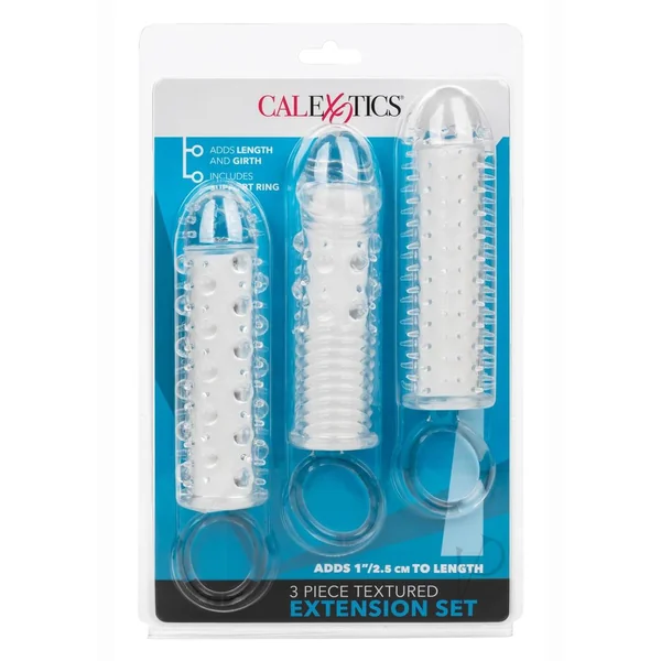 Textured Extension Set Penis Sleeves (3 piece) - Clear