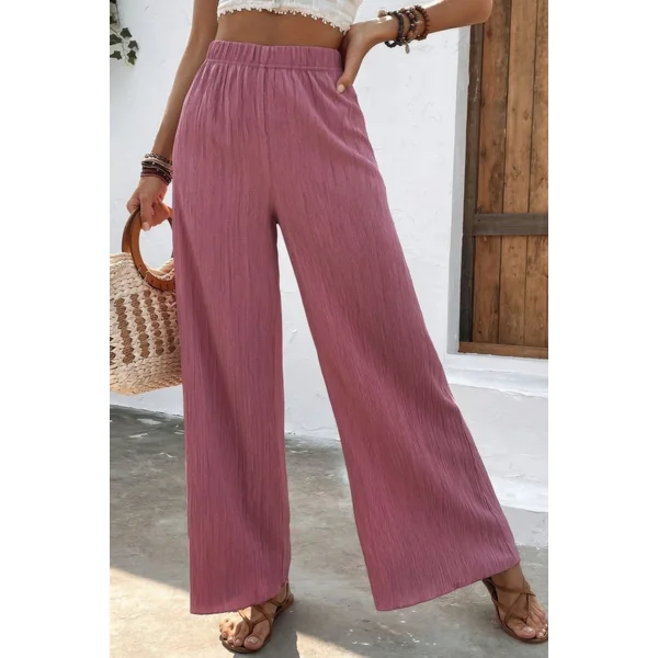 Textured Wide Leg Palazzo Pants