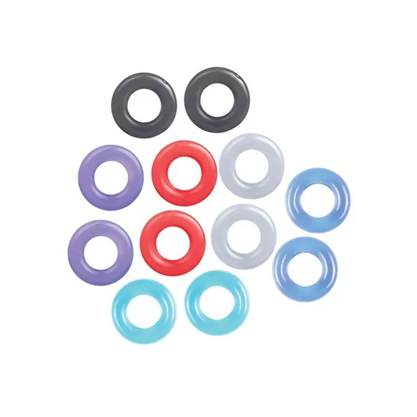 The 9`s – Baller`s Dozen 12 Piece Cock Ring Set – Assorted Colors