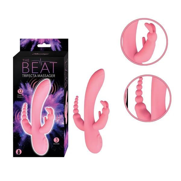 The Beat Trifecta Massager Beaded Bunny Stimulator Rechargeable Vibrator