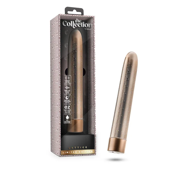 The Collection By Blush® | Lattice 7 Inch Slimline G-Spot Vibrator In Rose Gold - 10 RumboTech Vibration Modes