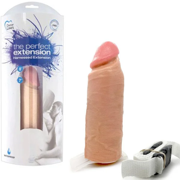 The Perfect Hollow Strap On Penis Extension 8 Inch Realistic Tan Cock Sheath