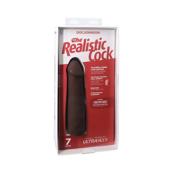The Realistic Cock 7 inches ULTRASKYN Vac-U-Lock Dildo Chocolate