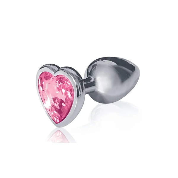 The Silver Starter Jeweled Hearts Plug Stainless Steel Pink 2.8 Inch