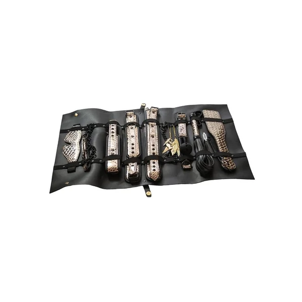 The Traveler Restraint andamp; Bondage Play Kit (Set of 10) – Gold/Black