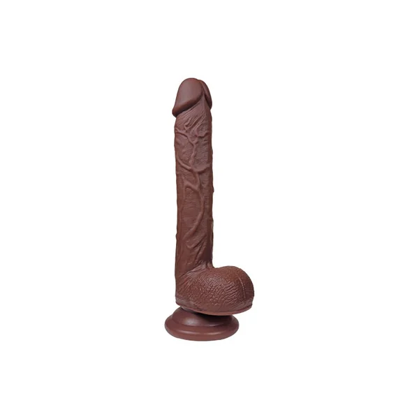 The Woodsman by FUKENA - Realistic Dual Density Silicone Dildo with Balls & Suction Cup, 8.5 Inch Insertable, 1.75 Inch Max Width, Dark Skin