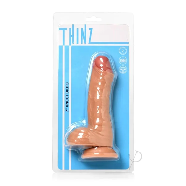 Thinz Uncut Dildo with Balls 7in - Vanilla