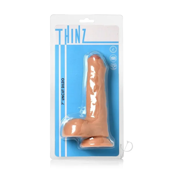 Thinz Uncut Dildo with Balls 7in - Vanilla