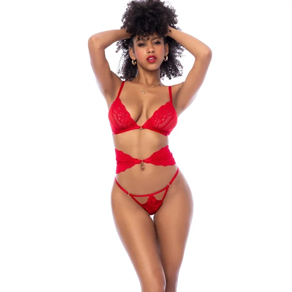 Three Piece Heart Lace Set