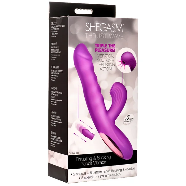 Thrust Wave Rabbit Vibrator with Thrusting and Sucking Function