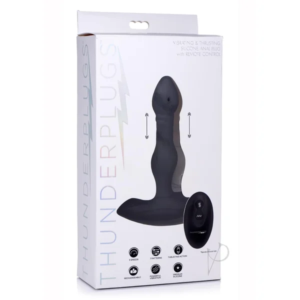 Thunder Plugs Rechargeable Silicone Thrusting and Vibrating Butt Plug
