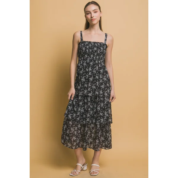 Tiered Midi Floral Dress