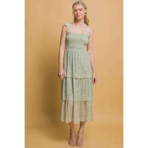Tiered Midi Floral Dress