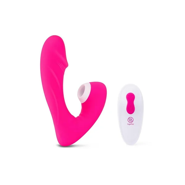 Together Toys Internal Kisses Silicone Rechargeable Dual Stimulation Vibrator with Remote Control – Pink