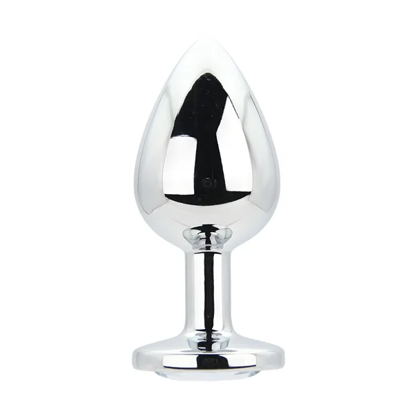 Toosh Silver Metal Butt Plug Large Clear Stone