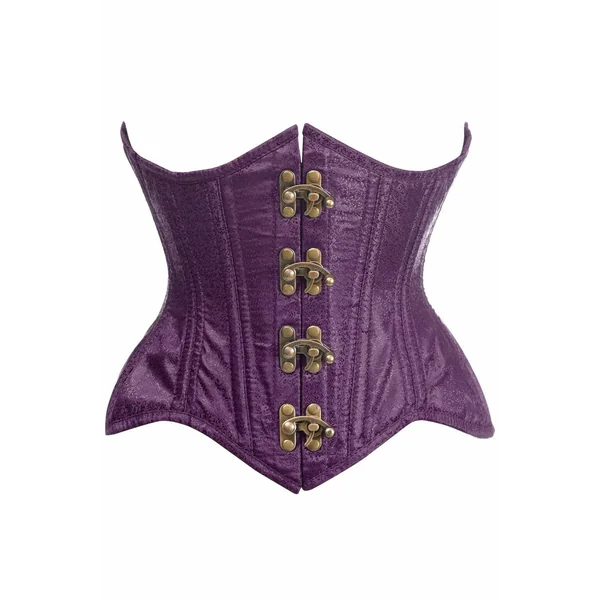Top Drawer Double Steel Boned Plum Brocade Curvy Underbust Corset